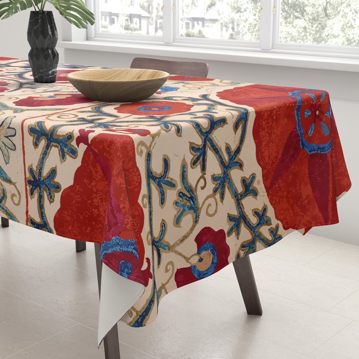 Bokhara Suzani Uzbekistan Floral Print Tablecloth Gallery Image 3