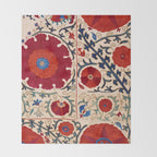 Bokhara Suzani Uzbekistan Floral Print Throw Blanket Gallery Image 2