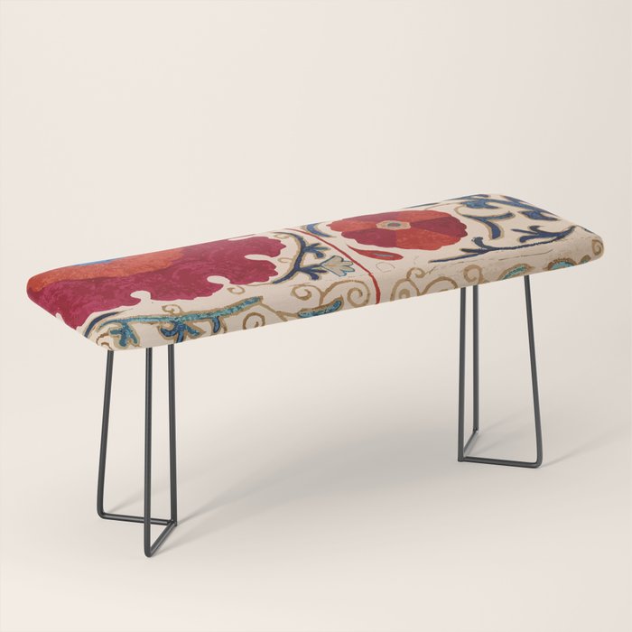 Bokhara Suzani Uzbekistan Floral Print Bench Gallery Image 1