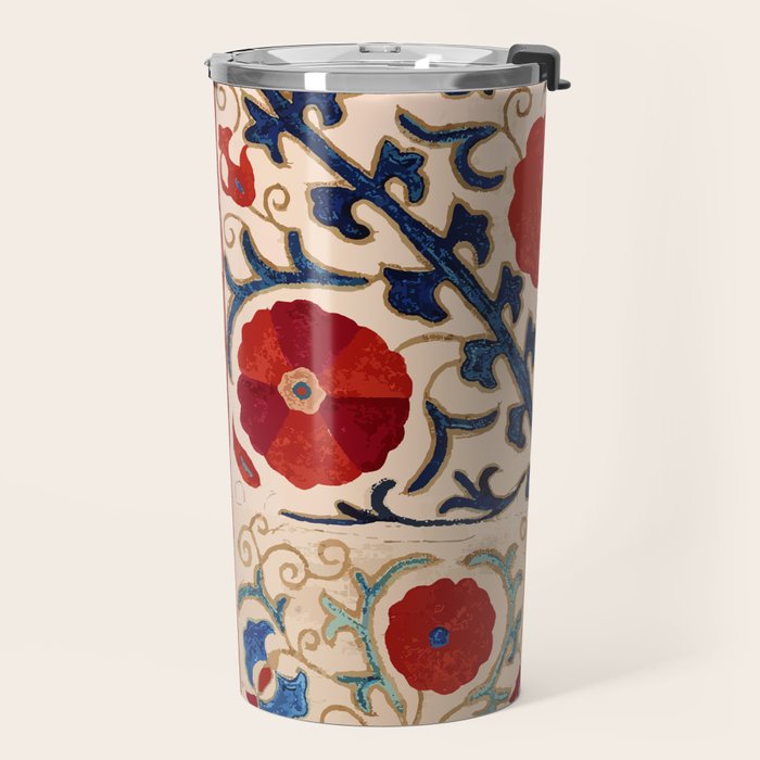Bokhara Suzani Uzbekistan Floral Print Travel Mug Gallery Image 2