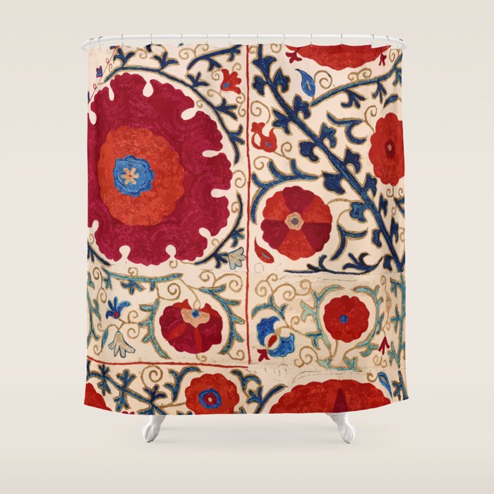Bokhara Suzani Uzbekistan Floral Print Shower Curtain Gallery Image 1