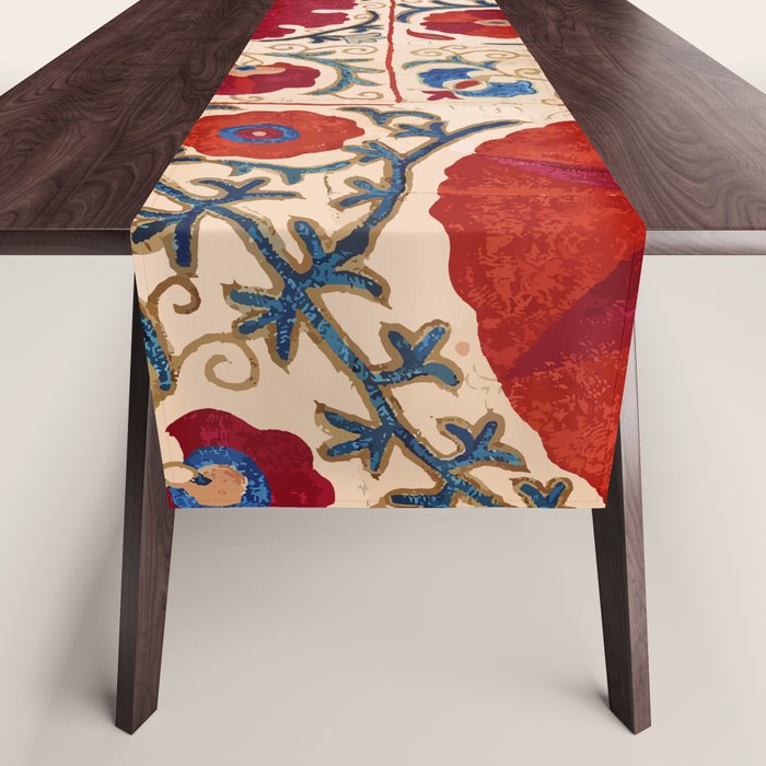 Bokhara Suzani Uzbekistan Floral Print Table Runner Gallery Image 1