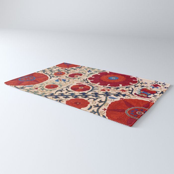 Bokhara Suzani Uzbekistan Floral Print Rug Gallery Image 3