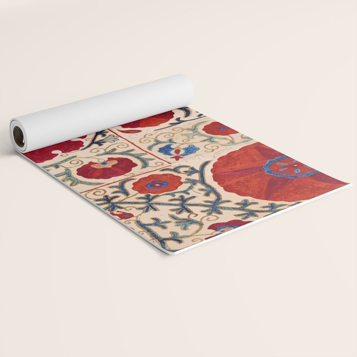 Bokhara Suzani Uzbekistan Floral Print Yoga Mat Gallery Image 2