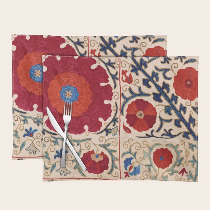 Bokhara Suzani Uzbekistan Floral Print Placemat Gallery Image 1