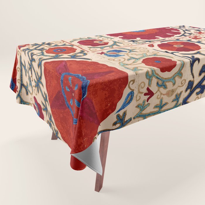 Bokhara Suzani Uzbekistan Floral Print Tablecloth Gallery Image 1