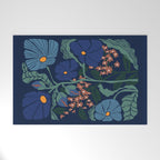 Klimt flower dark blue Welcome Mat Gallery Image 1
