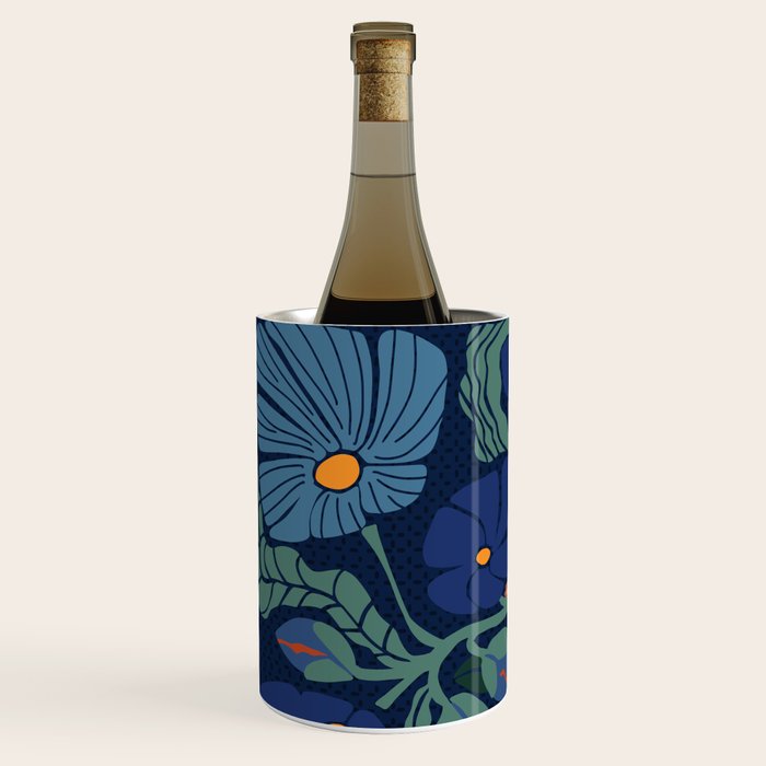 Klimt flower dark blue Wine Chiller Gallery Image 2