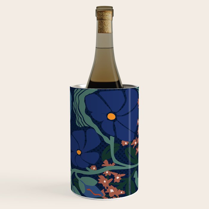 Klimt flower dark blue Wine Chiller Gallery Image 1
