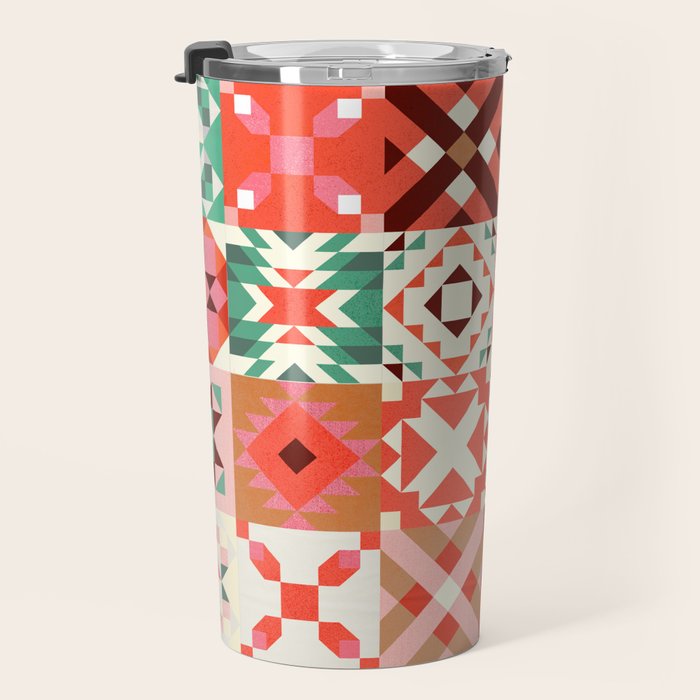 Winter Quilt Pattern no4 Travel Mug Gallery Image 3