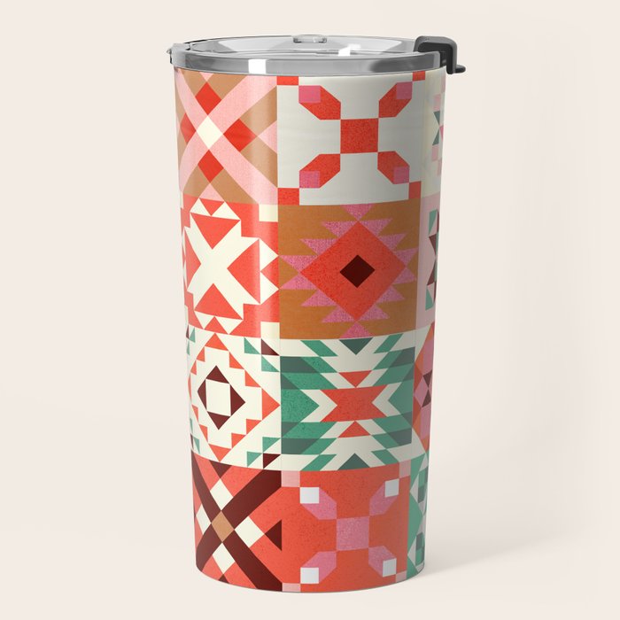 Winter Quilt Pattern no4 Travel Mug Gallery Image 2