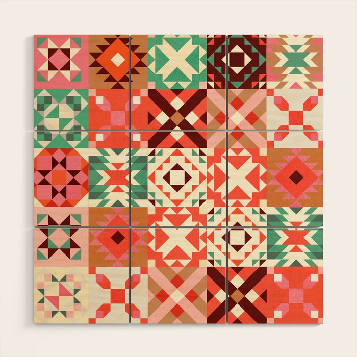 Winter Quilt Pattern no4 Wood Wall Art Gallery Image 1