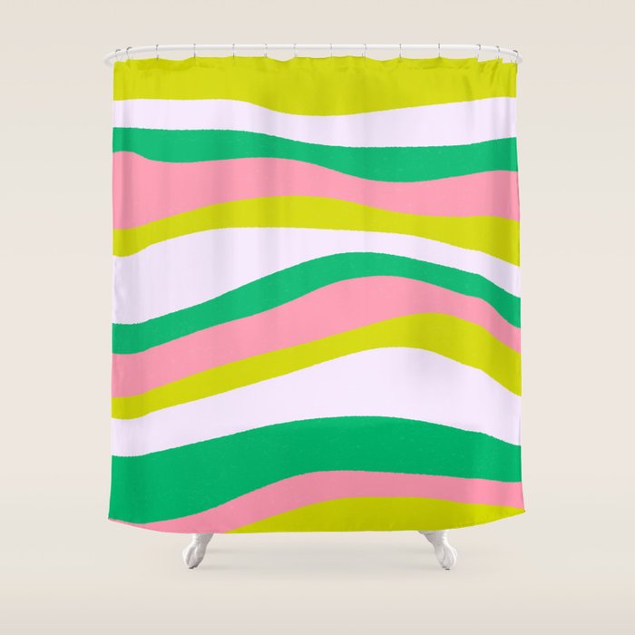 Retro Ribbon Stripes Shower Curtain Gallery Image 1