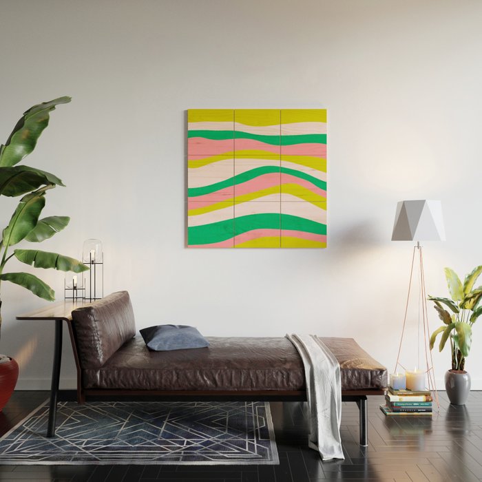 Retro Ribbon Stripes Wood Wall Art Gallery Image 2