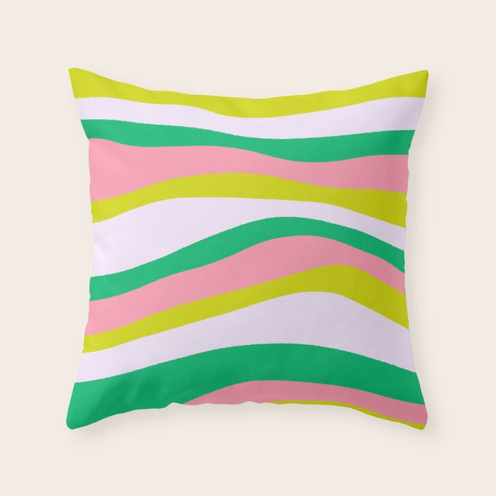 Retro Ribbon Stripes Throw Pillow Gallery Image 1