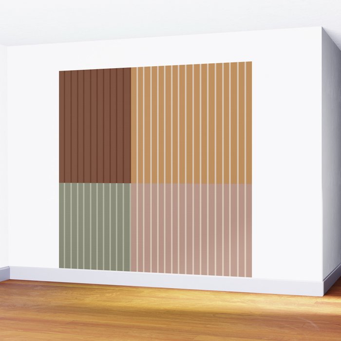Color Block Line Abstract LII Boho Western Wall Mural Gallery Image 2
