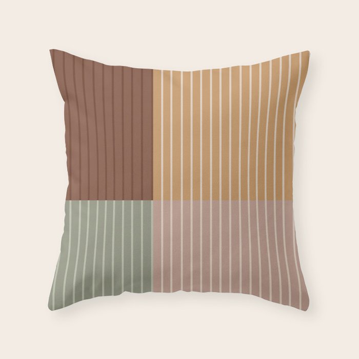 Color Block Line Abstract LII Boho Western Throw Pillow Gallery Image 1
