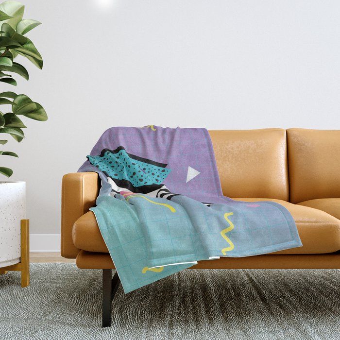 Memphis pattern 58 - 80s / 90s Retro Throw Blanket Gallery Image 1
