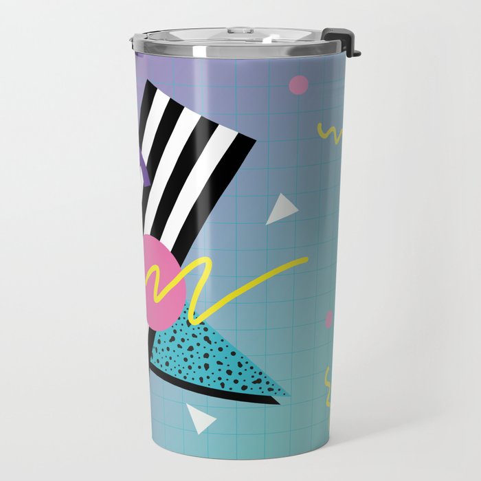 Memphis pattern 58 - 80s / 90s Retro Travel Mug Gallery Image 2