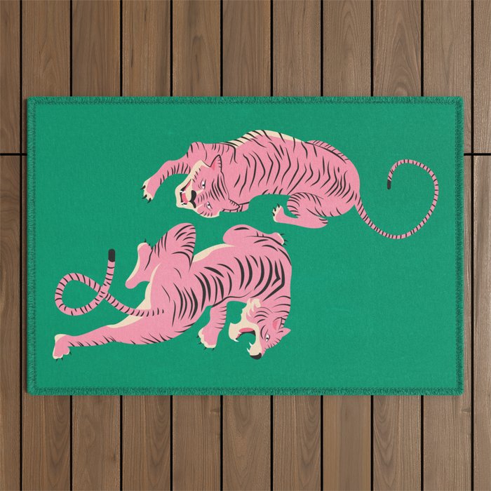 The Chase: Pink Tiger Edition Outdoor Rug Gallery Image 1