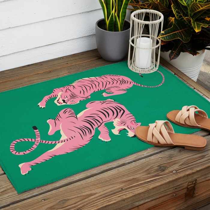 The Chase: Pink Tiger Edition Outdoor Rug Gallery Image 2