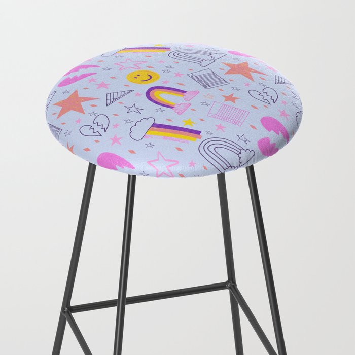 Happy Smiley Face & Retro Rainbows in Periwinkle & Pink Stool Gallery Image 2