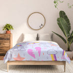Happy Smiley Face & Retro Rainbows in Periwinkle & Pink Comforter Gallery Image 3