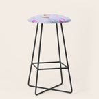 Happy Smiley Face & Retro Rainbows in Periwinkle & Pink Stool Gallery Image 1