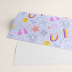 Happy Smiley Face & Retro Rainbows in Periwinkle & Pink Wrapping Paper Gallery Image 2