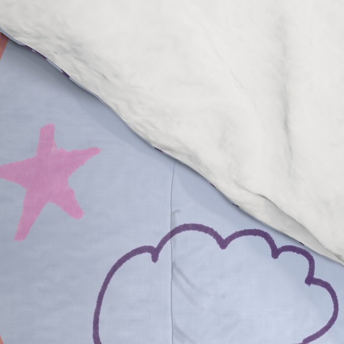 Happy Smiley Face & Retro Rainbows in Periwinkle & Pink Comforter Gallery Image 4
