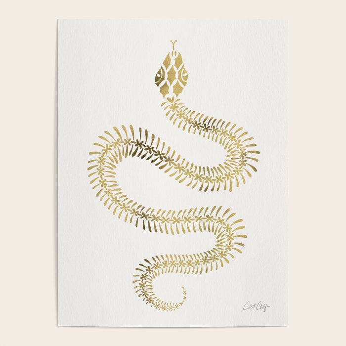 Snake Skeleton - Gold Poster Gallery Image 1