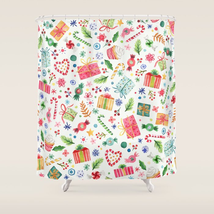 Holiday 2025 Sweets, Gifts and Candies Shower Curtain Gallery Image 1