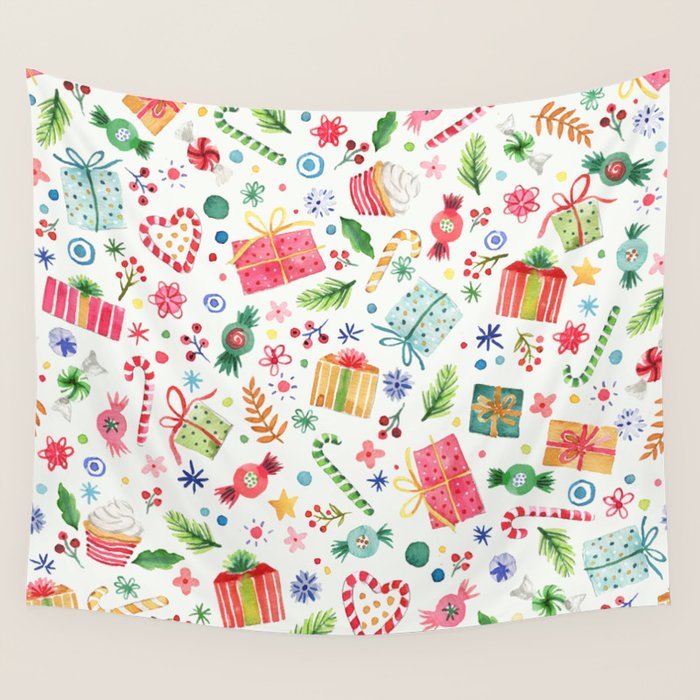 Holiday 2025 Sweets, Gifts and Candies Wall Tapestry Gallery Image 1