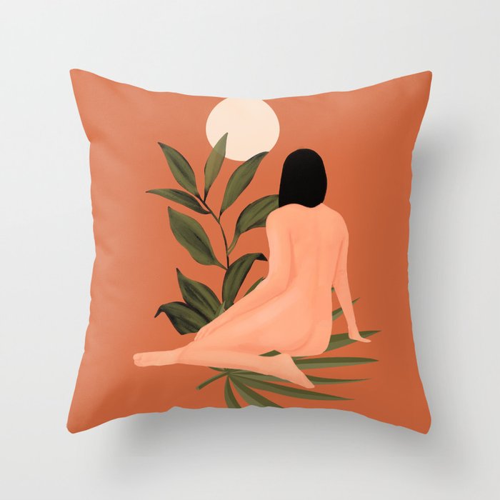 Minimal Abstract Art Nude Woman 7 Throw Pillow Gallery Image 1