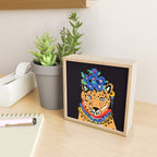 Fashionable cheetah with flowers crown portrait  Mini Art Print Gallery Image 2