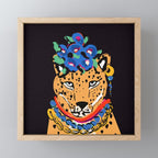 Fashionable cheetah with flowers crown portrait  Mini Art Print Gallery Image 1