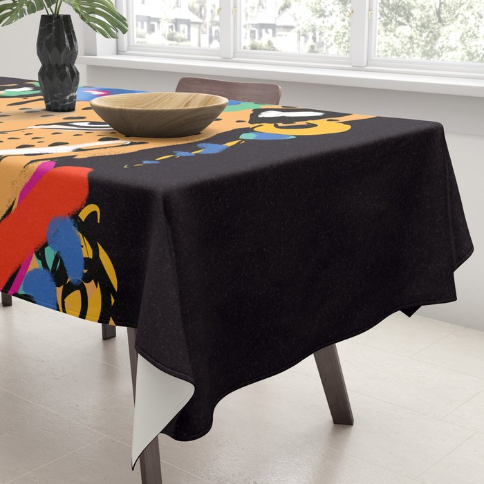 Fashionable cheetah with flowers crown portrait  Tablecloth Gallery Image 3