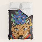 Fashionable cheetah with flowers crown portrait  Comforter Gallery Image 6