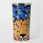 Fashionable cheetah with flowers crown portrait  Travel Mug Gallery Image 1