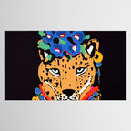 Fashionable cheetah with flowers crown portrait  Tablecloth Gallery Image 2