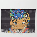 Fashionable cheetah with flowers crown portrait  Wall Hanging Gallery Image 1