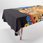 Fashionable cheetah with flowers crown portrait  Tablecloth Gallery Image 1