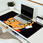 Fashionable cheetah with flowers crown portrait  Desk Mat Gallery Image 2
