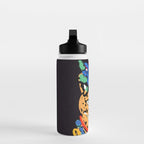 Fashionable cheetah with flowers crown portrait  Water Bottle Gallery Image 3