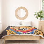 Fashionable cheetah with flowers crown portrait  Duvet Cover Gallery Image 3