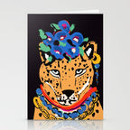Fashionable cheetah with flowers crown portrait  Stationery Card Gallery Image 2