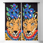 Fashionable cheetah with flowers crown portrait  Window Curtain Gallery Image 5