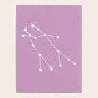 Gemini Zodiac Star Constellation Line Art Pastel Lilac Poster Gallery Image 4