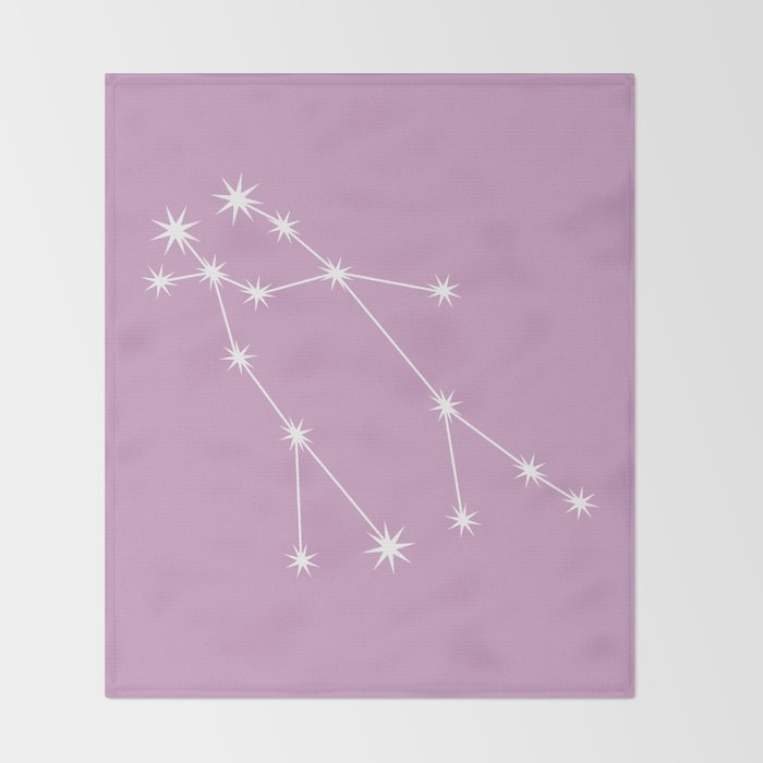 Gemini Zodiac Star Constellation Line Art Pastel Lilac Throw Blanket Gallery Image 2