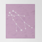 Gemini Zodiac Star Constellation Line Art Pastel Lilac Throw Blanket Gallery Image 2